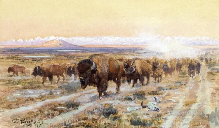 4-The-Bison-Trail-cattles-Charles-Marion-Russell-Indiana